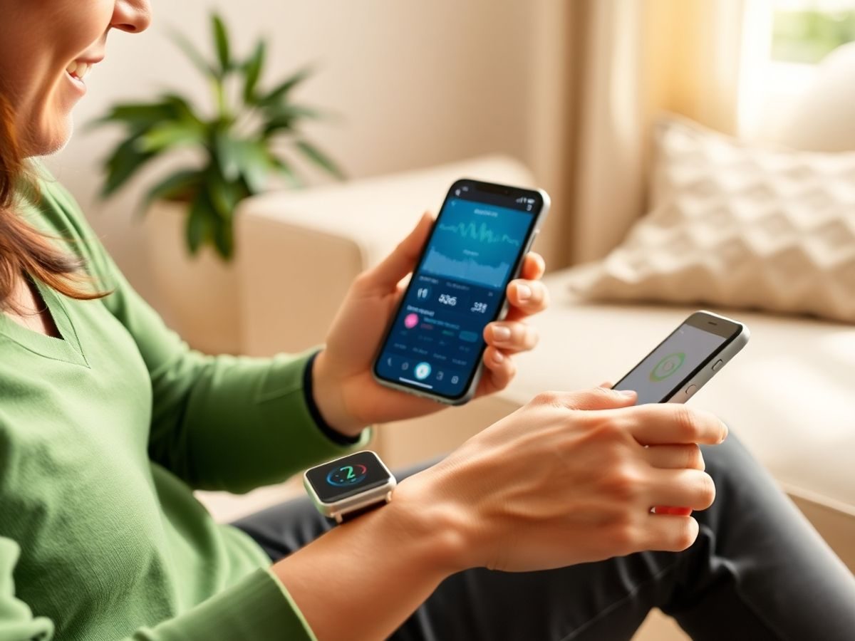 Persoană folosind un smartwatch pentru monitorizarea sănătății.